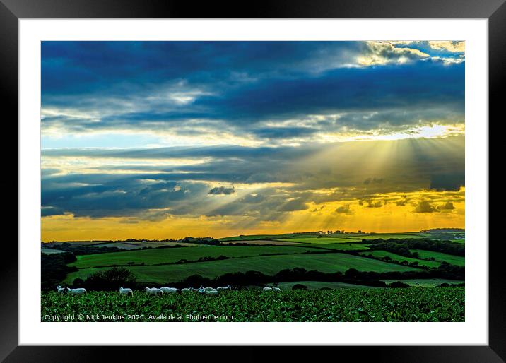 Sunset near Manorbier Pembrokeshire West Wales Framed Mounted Print by Nick Jenkins