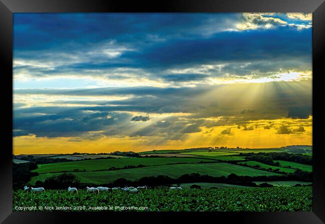 Sunset near Manorbier Pembrokeshire West Wales Framed Print by Nick Jenkins
