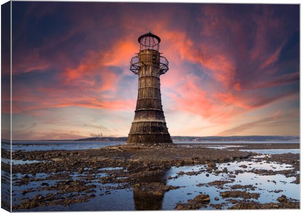 Whiteford Lighthouse at Whiteford Sands. Canvas Print by Colin Allen