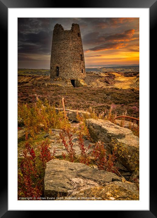 Parys Mountain Windmill Anglesey Wales Framed Mounted Print by Adrian Evans
