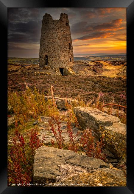 Parys Mountain Windmill Anglesey Wales Framed Print by Adrian Evans