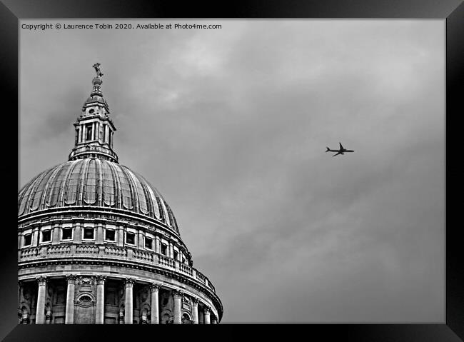 Flight over St Pauls Cathedral Framed Print by Laurence Tobin