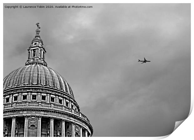 Flight over St Pauls Cathedral Print by Laurence Tobin
