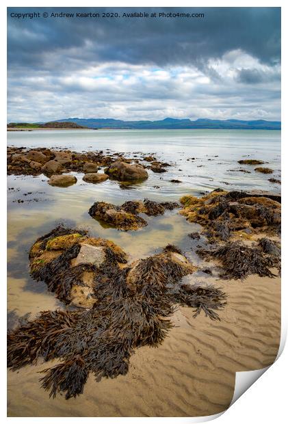 Shoreline at Criccieth beach, North Wales Print by Andrew Kearton