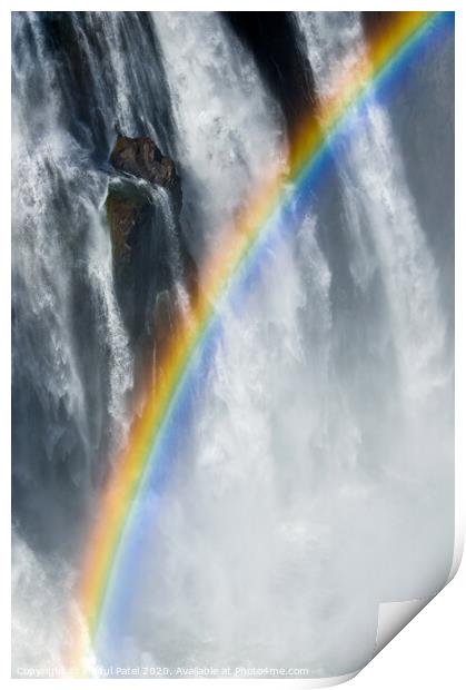 Rainbow amongst the mist, spray and cascading water of Victoria Falls, Africa Print by Mehul Patel