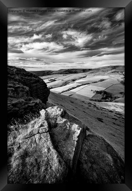 Wispy clouds over a Peak District landscape Framed Print by Andrew Kearton