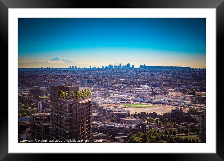 Vancouver to Burnaby skyline - Canada Framed Mounted Print by Mehul Patel