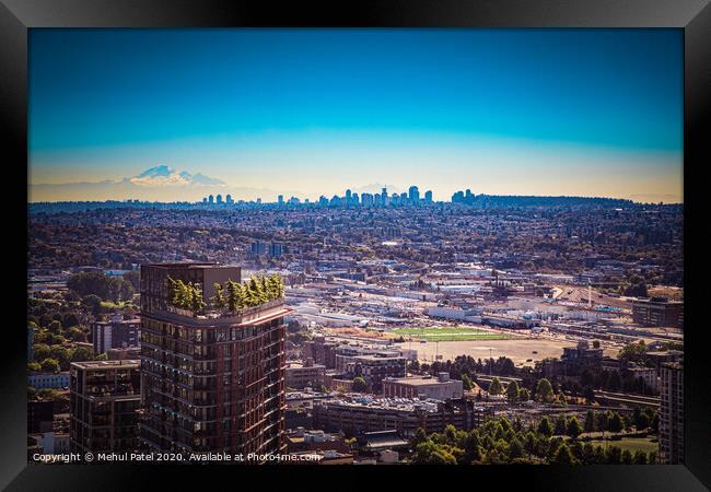 Vancouver to Burnaby skyline - Canada Framed Print by Mehul Patel
