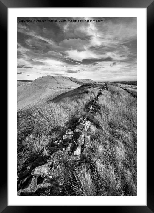 Drystone wall in the hills of the Peak District Framed Mounted Print by Andrew Kearton