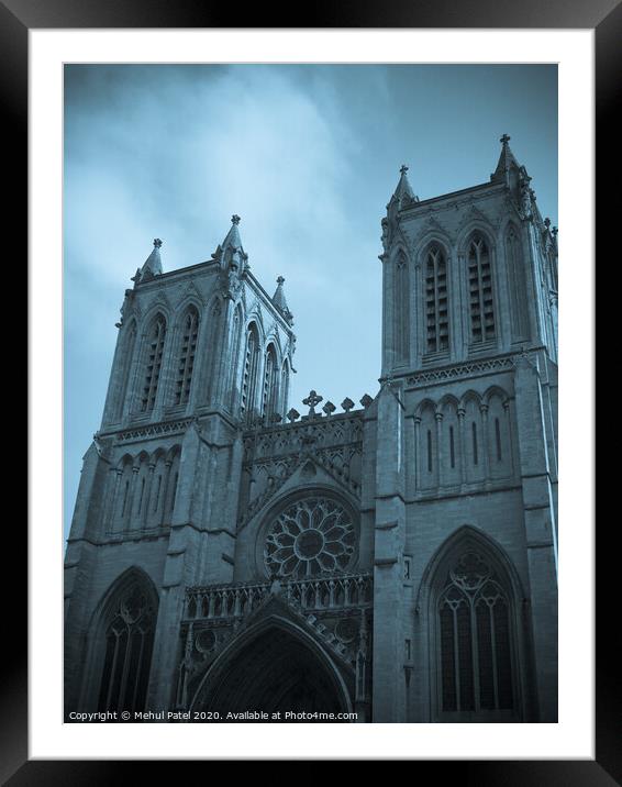Two towers on the west front of Bristol Cathedral, Bristol, England, UK Framed Mounted Print by Mehul Patel