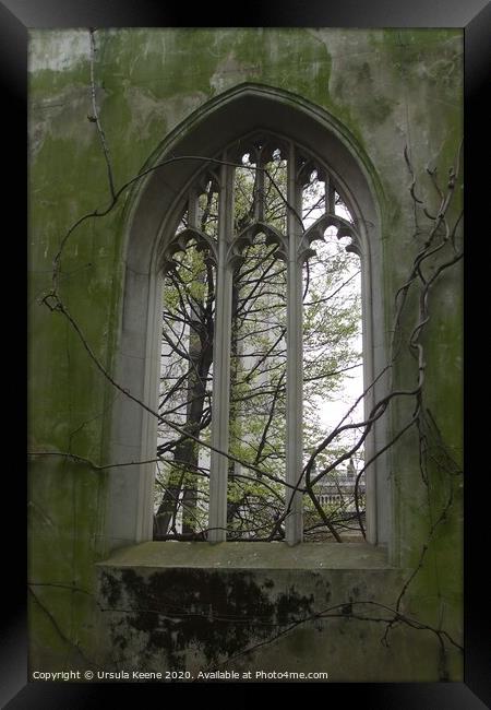 Remains of window at St Dunstan's  Framed Print by Ursula Keene