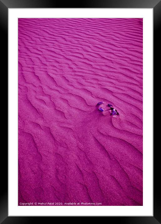 Layers of sand on the dunes of Maspalomas with digital purple filter, Gran Canaria, Canary Islands, Spain Framed Mounted Print by Mehul Patel