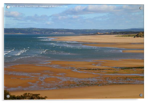 Whitford Sands, North Gower, Loughor Estuary Acrylic by Jane Emery
