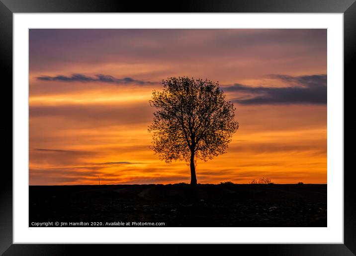 Tranquil Sunrise Silhouette Framed Mounted Print by jim Hamilton