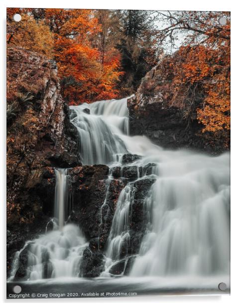 Reekie Linn Waterfall Acrylic by Craig Doogan