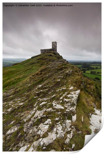 Church with a view - Brentor Print by Sebastien Coell