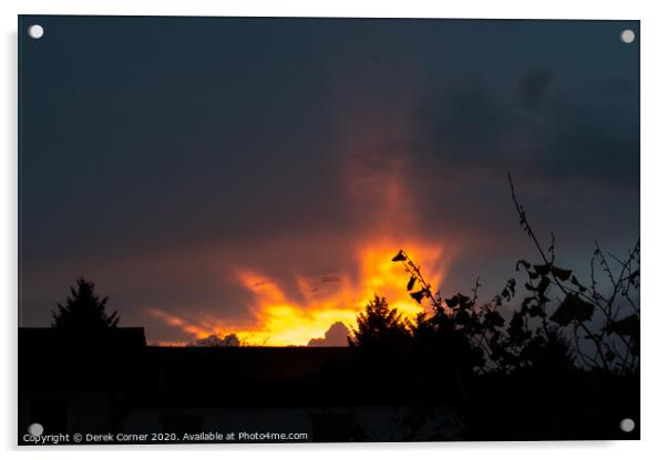 Sunset clouds over Cumbernauld Acrylic by Derek Corner
