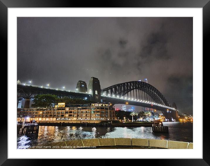 Sydney Harbour Bridge in storm Framed Mounted Print by Lloyd Harris