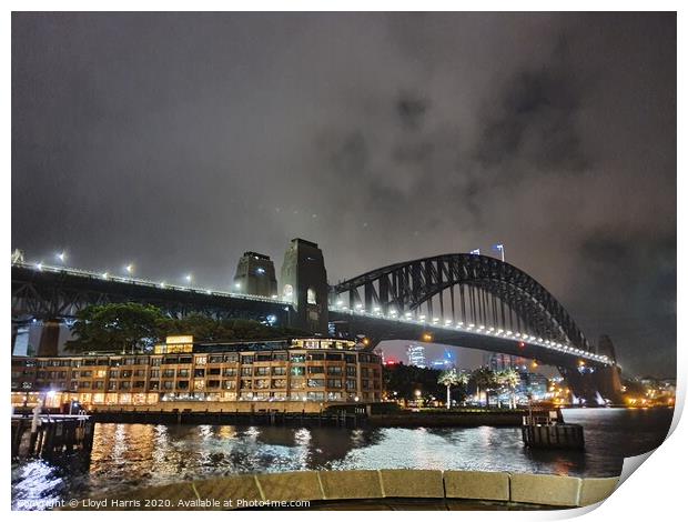 Sydney Harbour Bridge in storm Print by Lloyd Harris