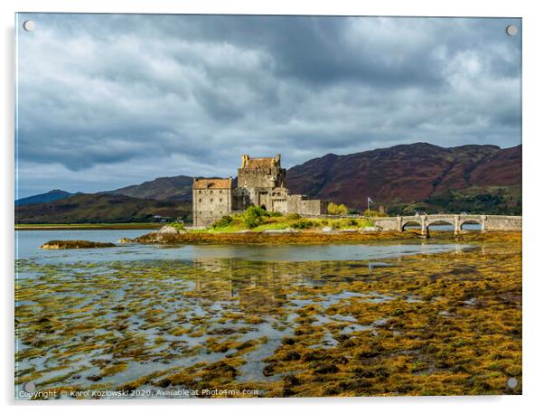 A body of water with Eilean Donan in the background Acrylic by Karol Kozlowski