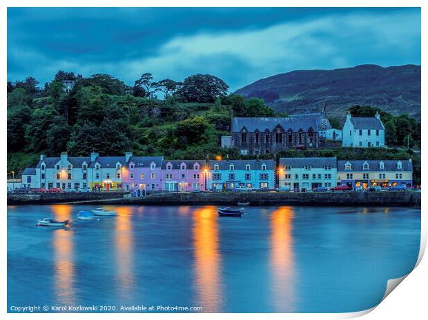 Twilight view of Portree Print by Karol Kozlowski