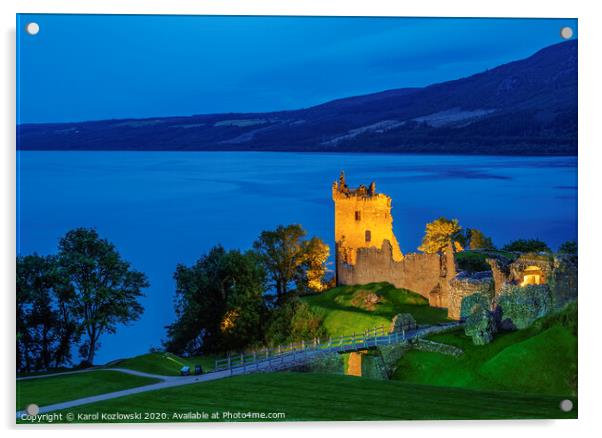 Urquhart Castle and Loch Ness Acrylic by Karol Kozlowski