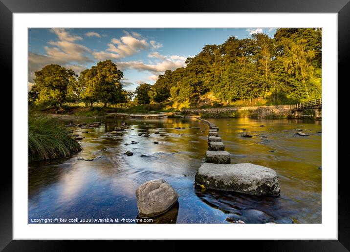 River stepping stones  Framed Mounted Print by kevin cook