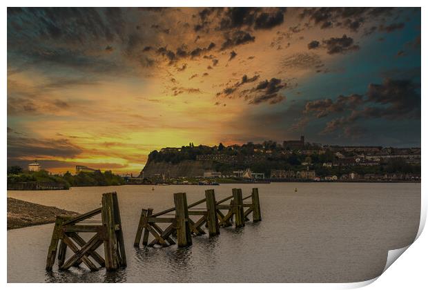 Cardiff Bay Dramatic Sunset Print by Steve Purnell