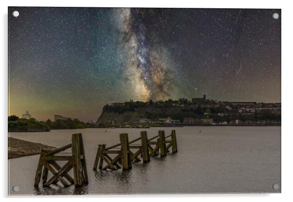 Cardiff Bay Milky Way Acrylic by Steve Purnell
