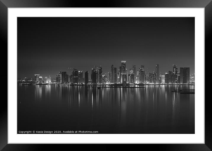 Doha Skyline at Night from the Pearl Framed Mounted Print by Kasia Design