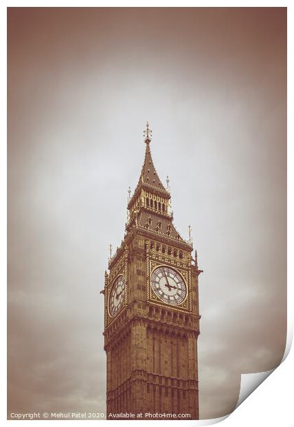 Toned image of Big Ben in Westminster - London Print by Mehul Patel