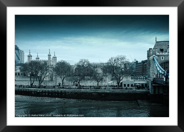 Tower of London by the Embankment on a cool overcast day, City of London, England, UK Framed Mounted Print by Mehul Patel