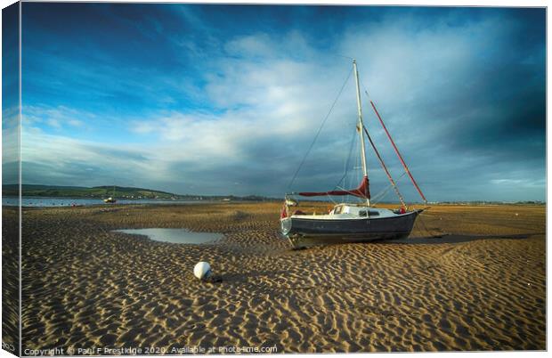 Yacht on the Sand, Exmouth Canvas Print by Paul F Prestidge