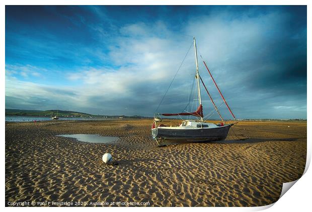 Yacht on the Sand, Exmouth Print by Paul F Prestidge