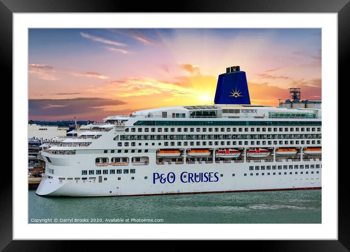 P and O Aurora in Southampton Framed Mounted Print by Darryl Brooks