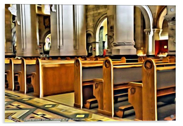 Pews in Church Acrylic by Darryl Brooks