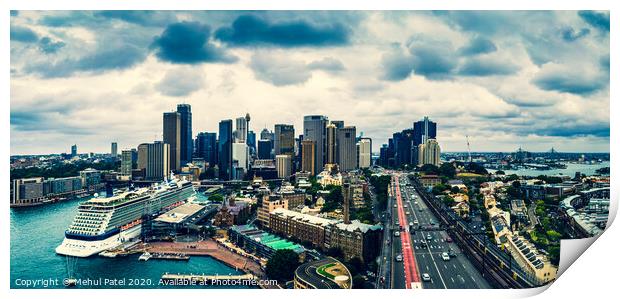 Panoramic view of Sydney Harbour city skyline  Print by Mehul Patel