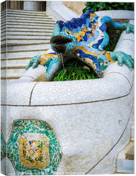 Lizard fountain in Parc Guell, Barcelona, Catalonia, Spain, Europe Canvas Print by Mehul Patel