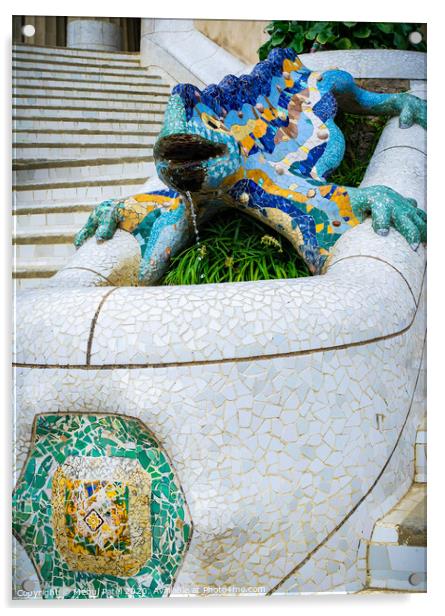 Lizard fountain in Parc Guell, Barcelona, Catalonia, Spain, Europe Acrylic by Mehul Patel