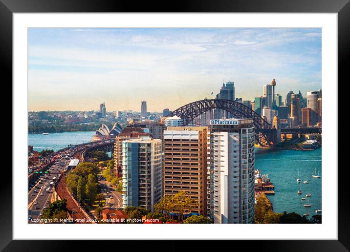 Sydney Harbour view from North Sydney, Sydney, New South Wales, Australia Framed Mounted Print by Mehul Patel