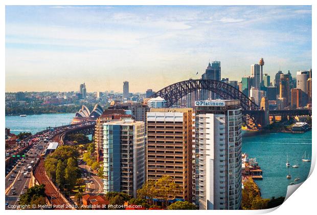 Sydney Harbour view from North Sydney, Sydney, New South Wales, Australia Print by Mehul Patel