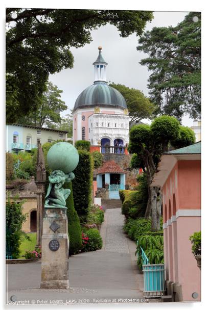 Portmeirion - View towards the Dome Acrylic by Peter Lovatt  LRPS