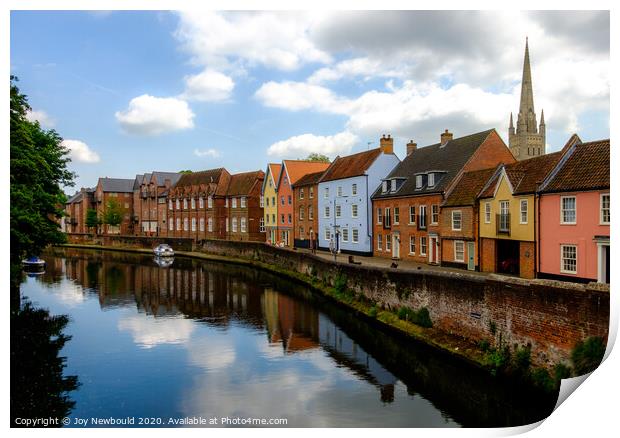 Norwich Riverside Scene Print by Joy Newbould