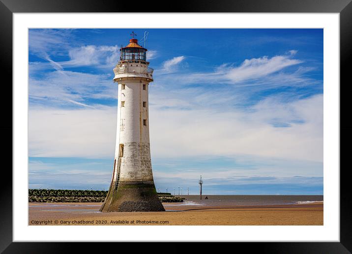 New Brighton Lighthouse Framed Mounted Print by Gary chadbond