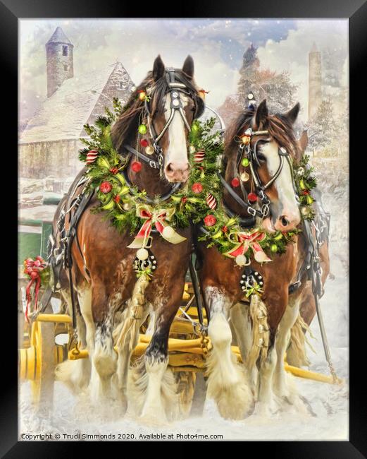 Christmas Clydesdales Framed Print by Trudi Simmonds
