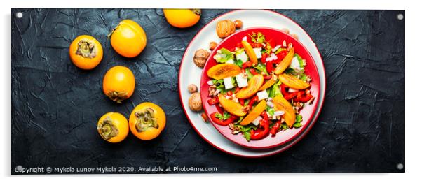 Salad with persimmon Acrylic by Mykola Lunov Mykola