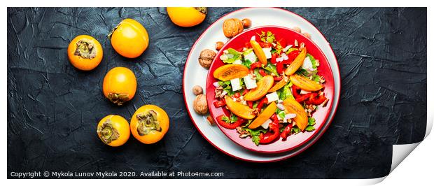 Salad with persimmon Print by Mykola Lunov Mykola