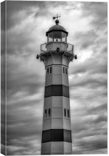 Malmo Harbour Lighthouse in Black and White Canvas Print by Antony McAulay