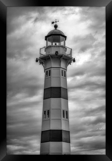 Malmo Harbour Lighthouse in Black and White Framed Print by Antony McAulay