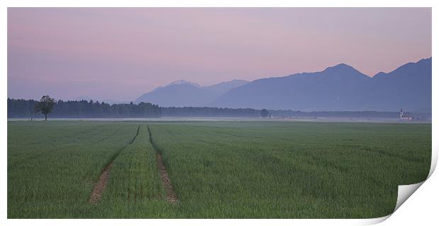 Kamnik Alps at dawn, Slovenia. Print by Ian Middleton